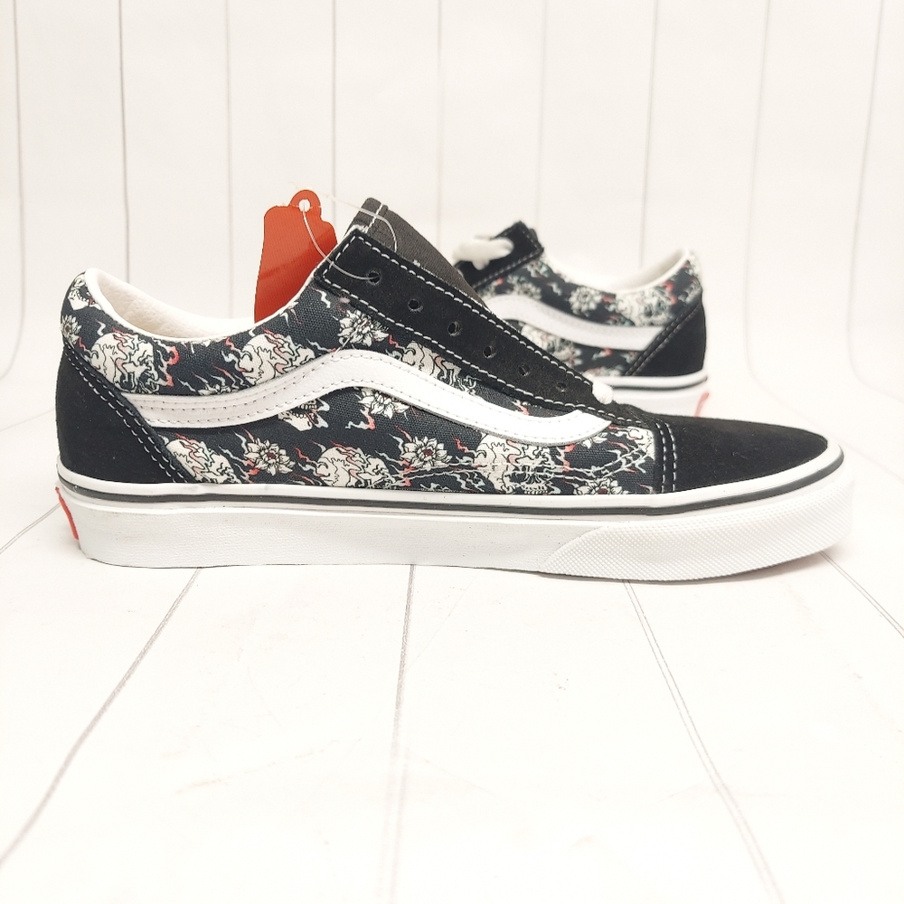 vans old skool skull black white sneaker shoes - Picture 4 of 14